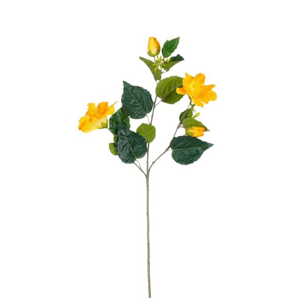 Mica Decorations Yellow 76cm Artificial Hibiscus Flower Branch