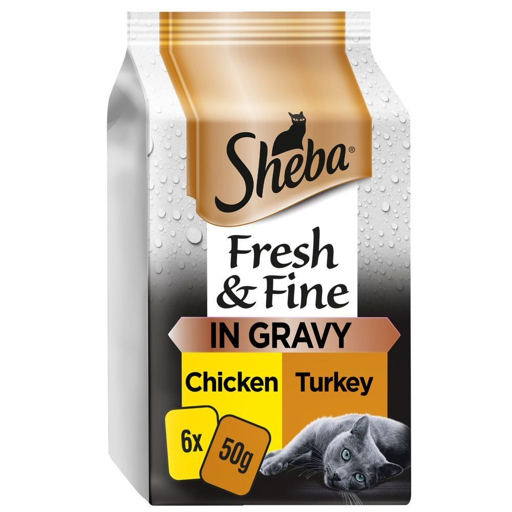 Sheba Pack of 6 x 50g Fresh & Fine Poultry Collection in Jelly Pouches