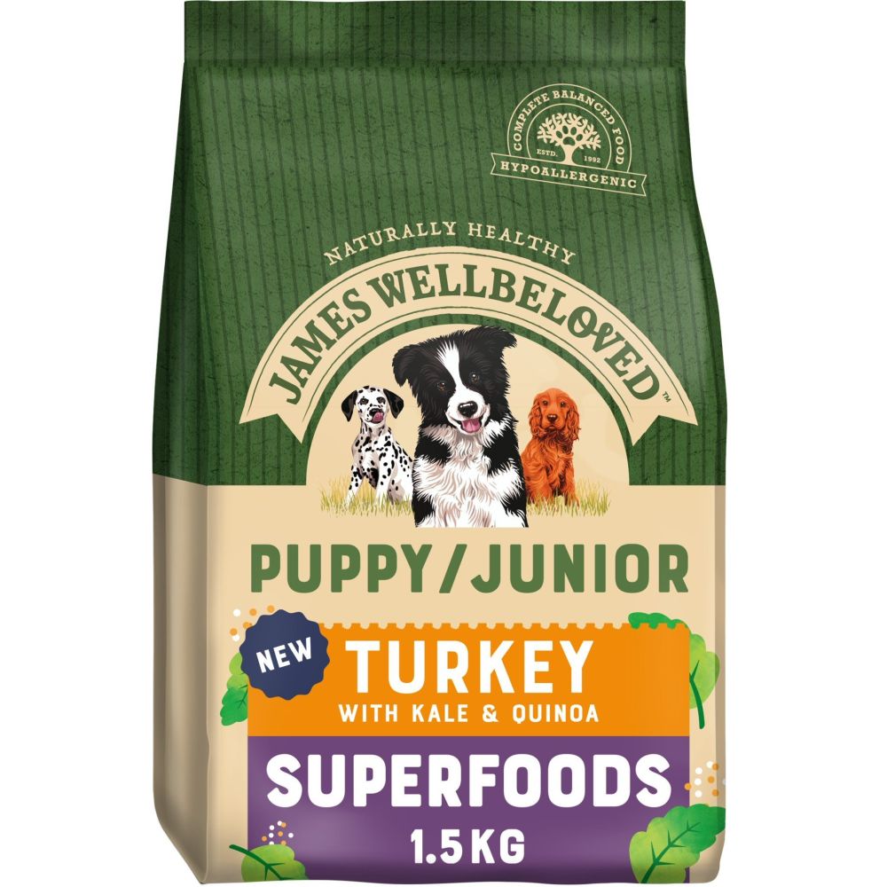 James Wellbeloved 1.5kg Puppy Dog Superfood - Turkey with Kale & Quinoa