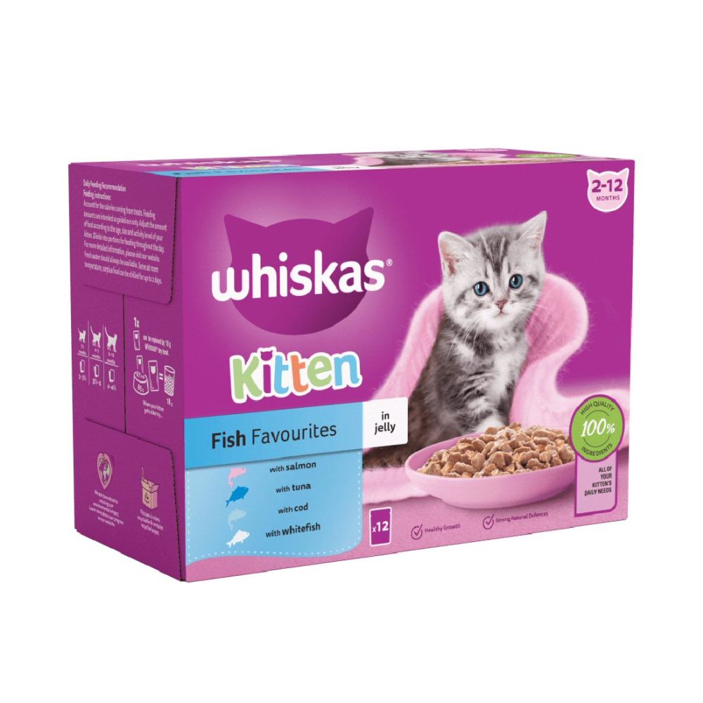 Whiskas 12 x 85g Fish Selection Kitten Food Pouches in Jelly