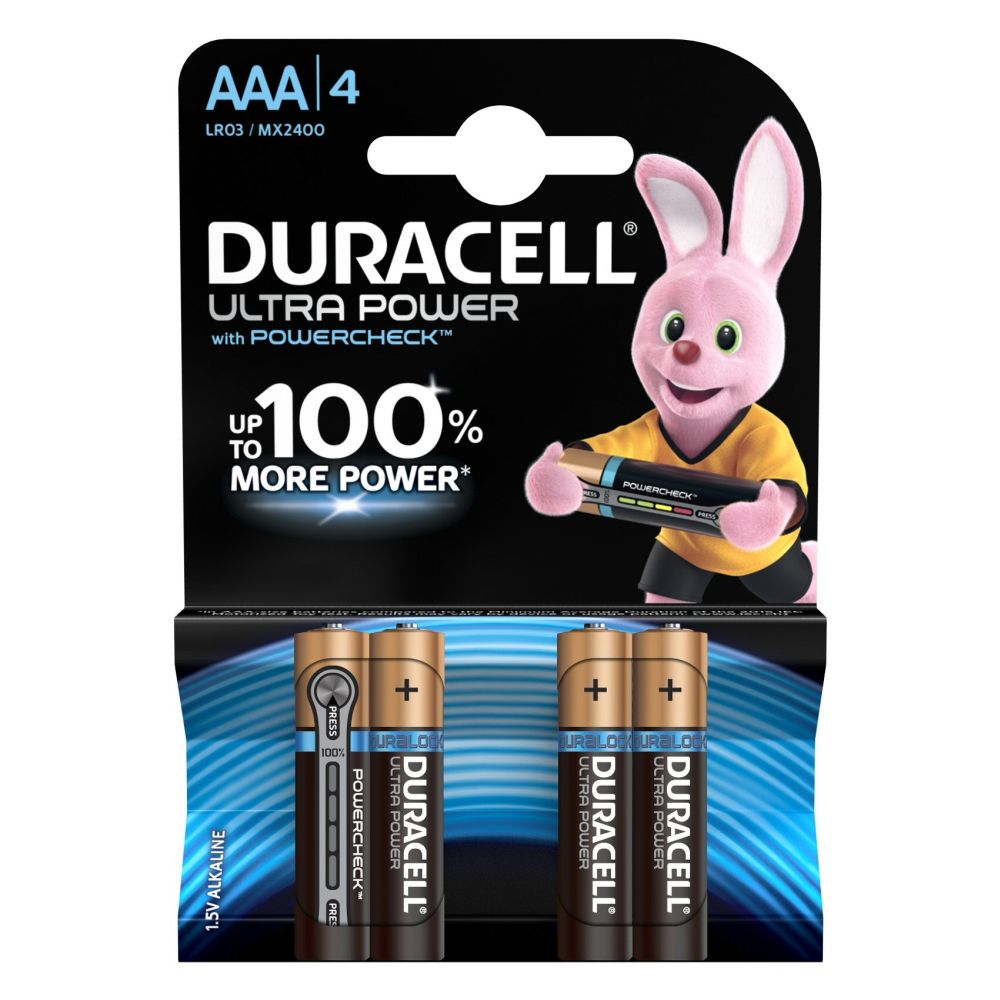 Duracell Pack of 4 Ultra Power AAA Batteries