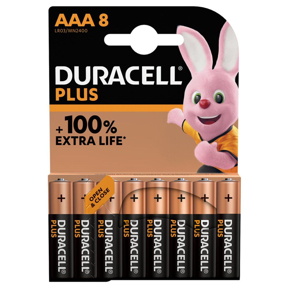 Duracell Plus 8 Pack AAA 1.5V Alkaline Batteries