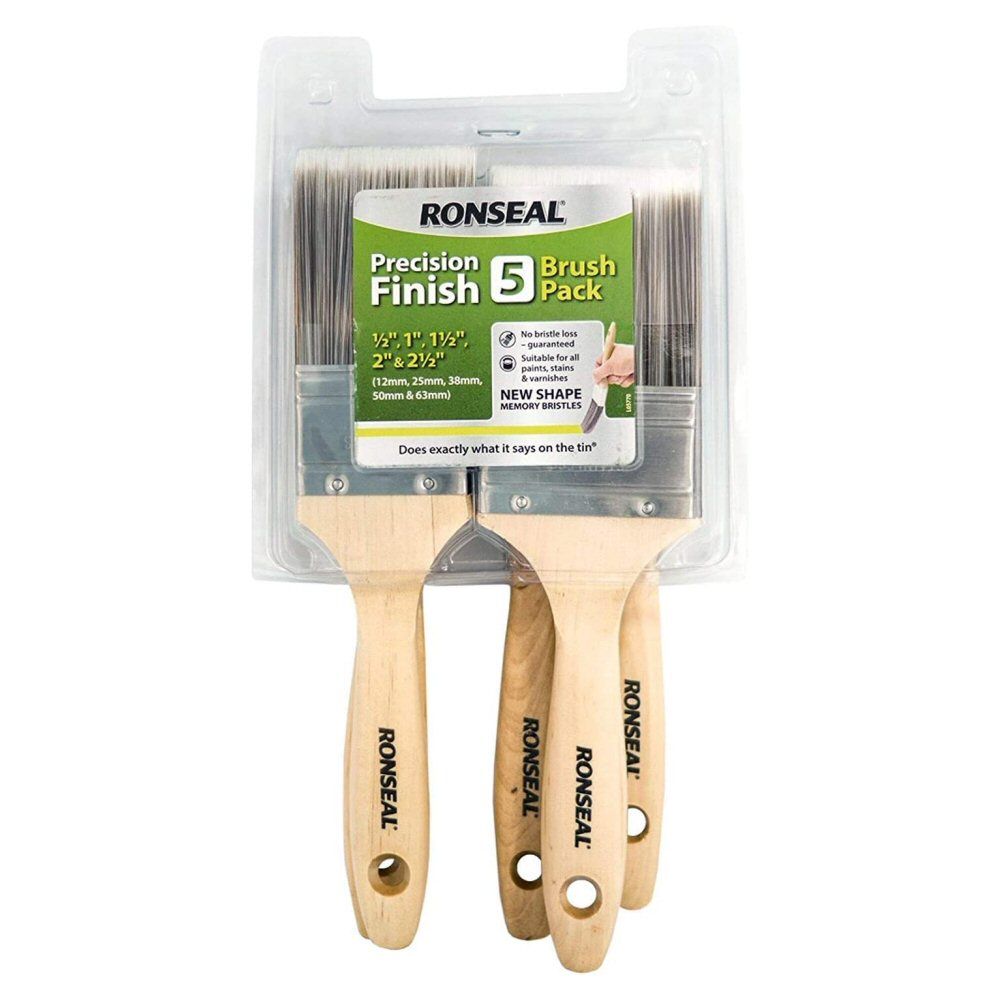 Ronseal Pack of 5 Precision Finish Paint Brushes
