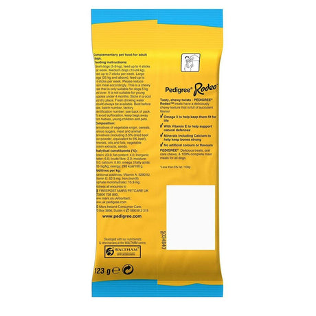 Pedigree Rodeo 123g Dog Treats with 7 Beef Sticks