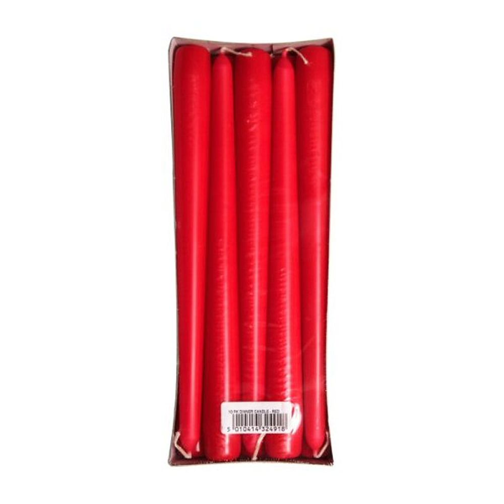 Price's 25cm Red Dinner Candles (Pack of 10)