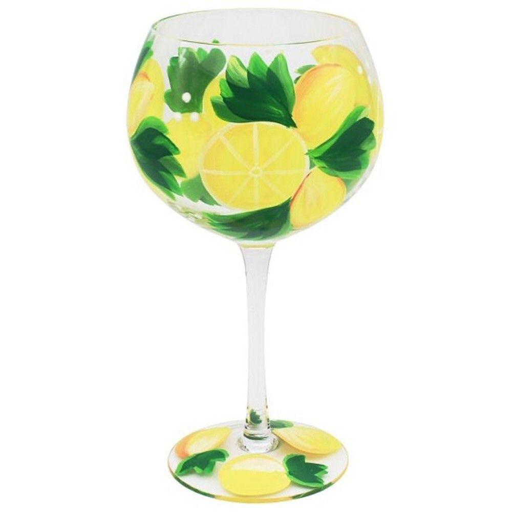 Lynsey Johnstone 600ml Lemons Hand Painted Gin Glass