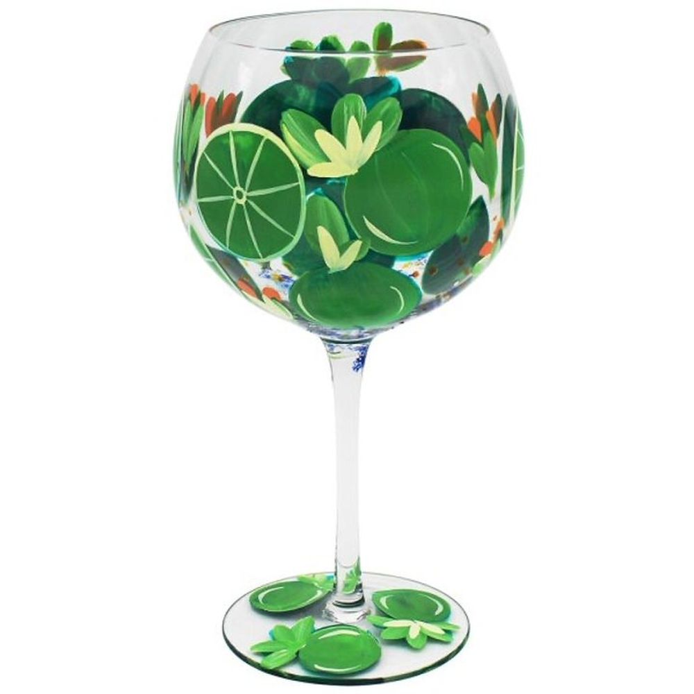Lynsey Johnstone 600ml Limes Hand Painted  Gin Glass