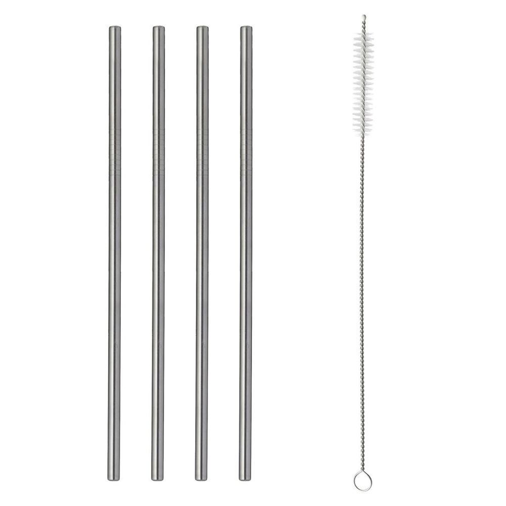 Typhoon Pure Steel Straws with Brush (Set of 4)