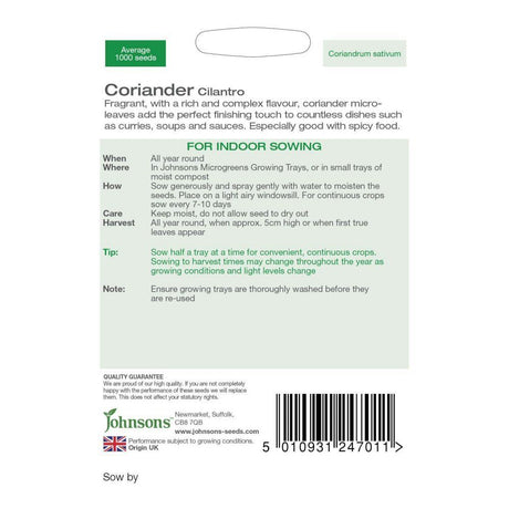 Johnson's Microgreens Coriander Seeds