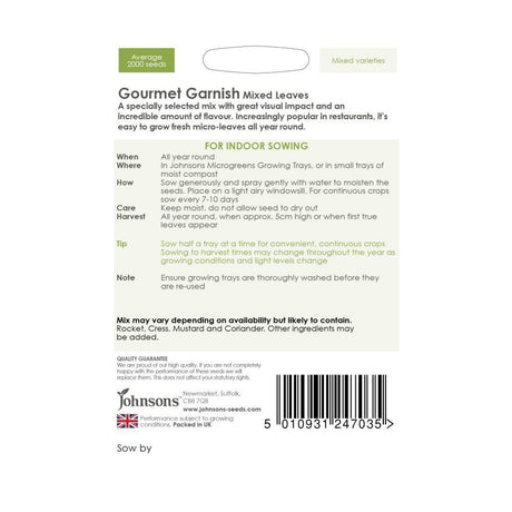 Johnson's Microgreens Gourmet Garnish Mixed Leaves Seeds