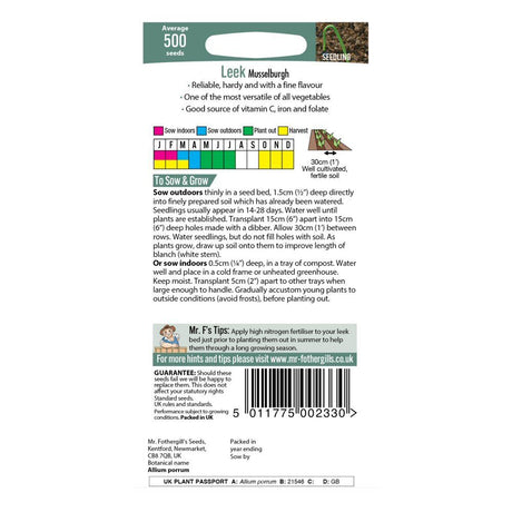 Mr Fothergill's Leek Musselburgh Seeds