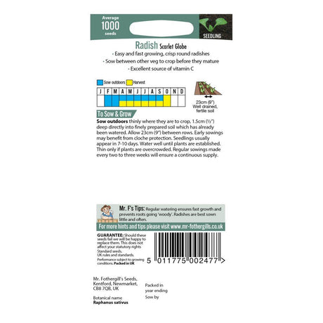 Mr Fothergill's Radish Scarlet Globe Seeds