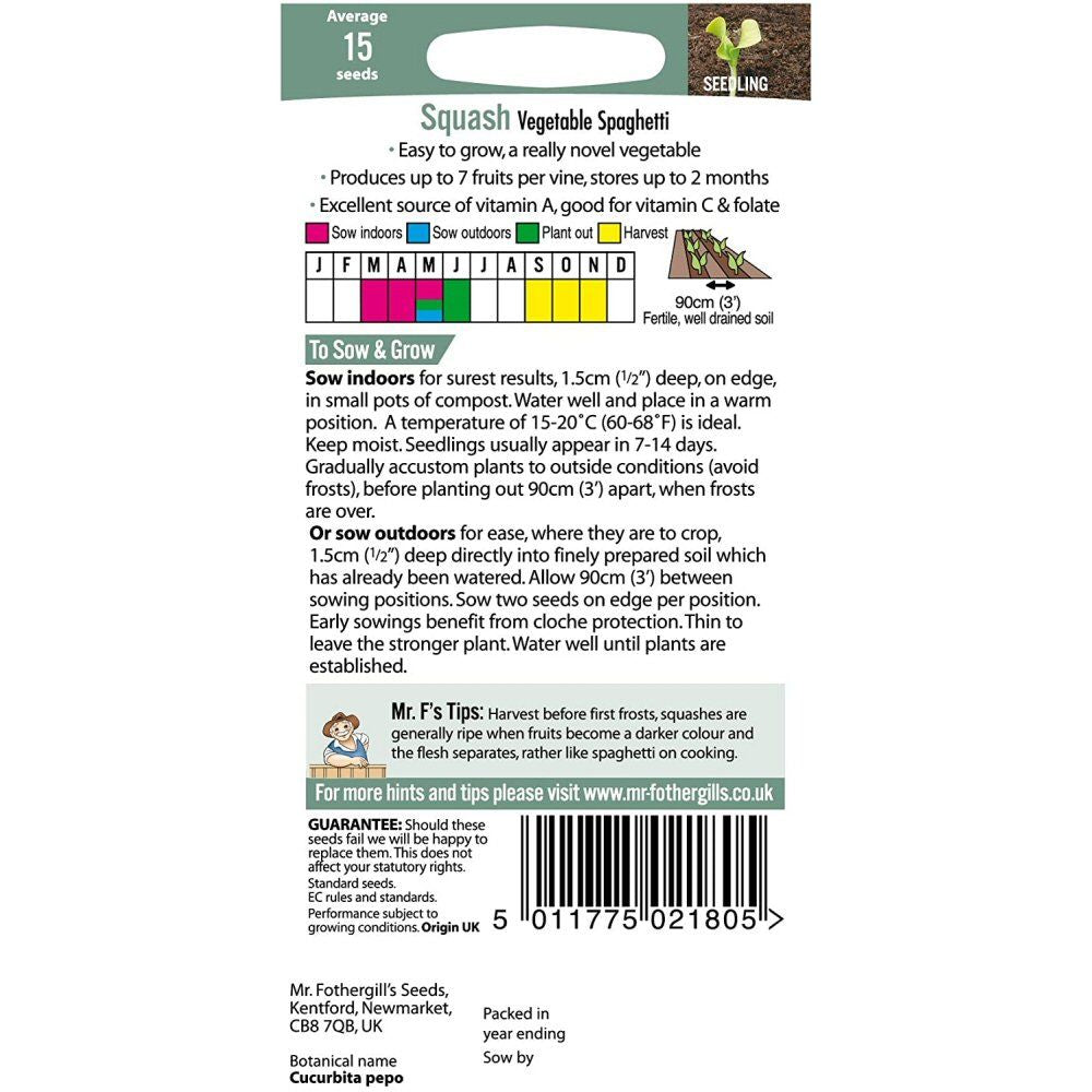 Mr Fothergill's Squash 'Vegetable Spaghetti' Seeds