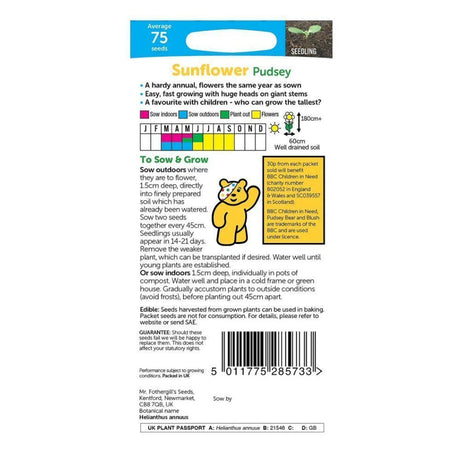 Mr Fothergill's Children In Need Pudsey Sunflower Seeds