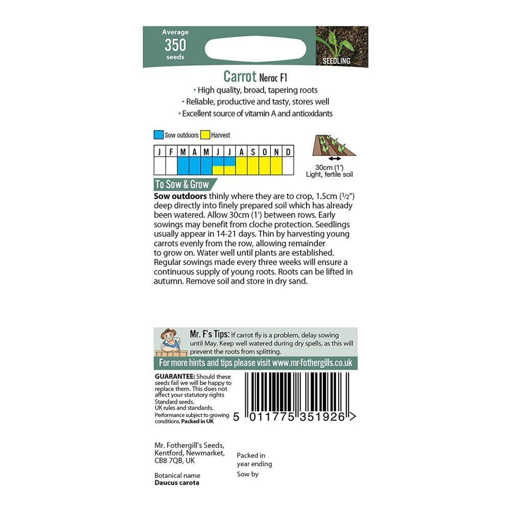 Mr Fothergill's Carrot Nerac F1 Seeds