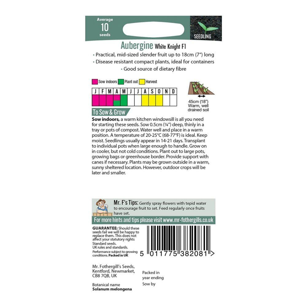Mr Fothergill's Aubergine White Knight F1 Seeds
