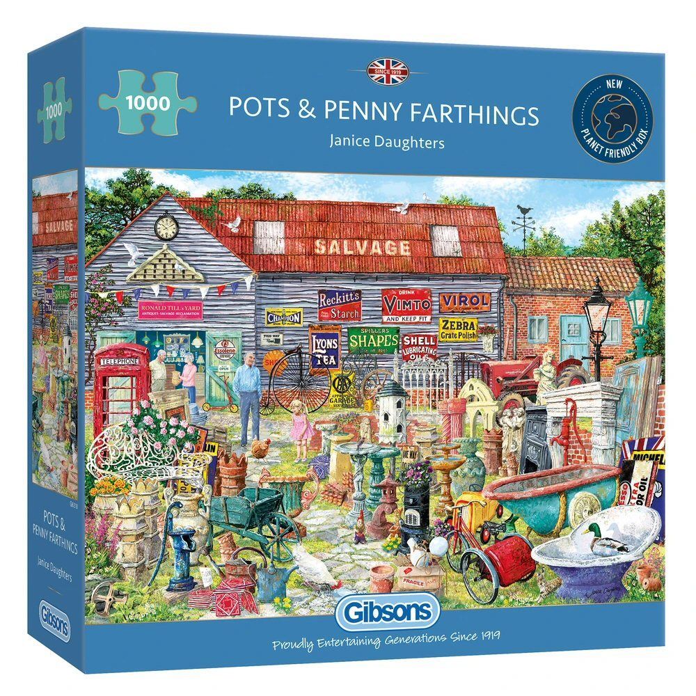 Gibsons Games 1000 Piece Pots & Penny Farthings Jigsaw Puzzle