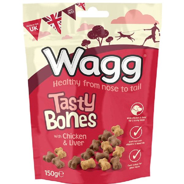 Wagg 150g Chicken & Liver Flavoured Tasty Bones Treats