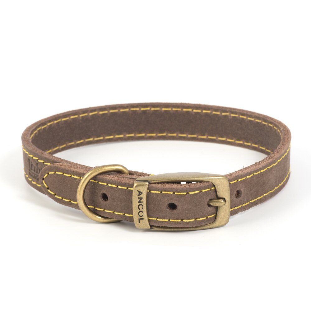 Ancol Timberwolf Leather Dog Collar