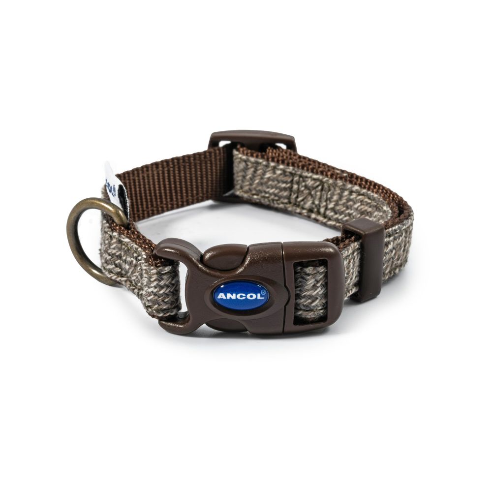 Ancol Heritage Taupe Herringbone Adjustable Dog Collar