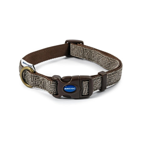Ancol Heritage Medium Taupe Herringbone Adjustable Dog Collar