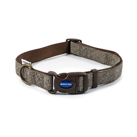 Ancol Heritage Large Taupe Herringbone Adjustable Dog Collar