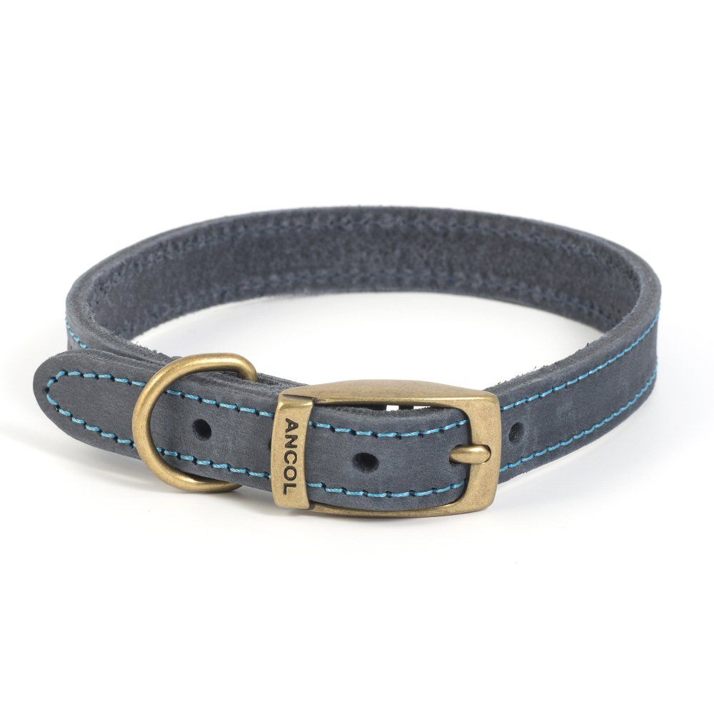 Ancol Blue Timberwolf Leather Dog Collar
