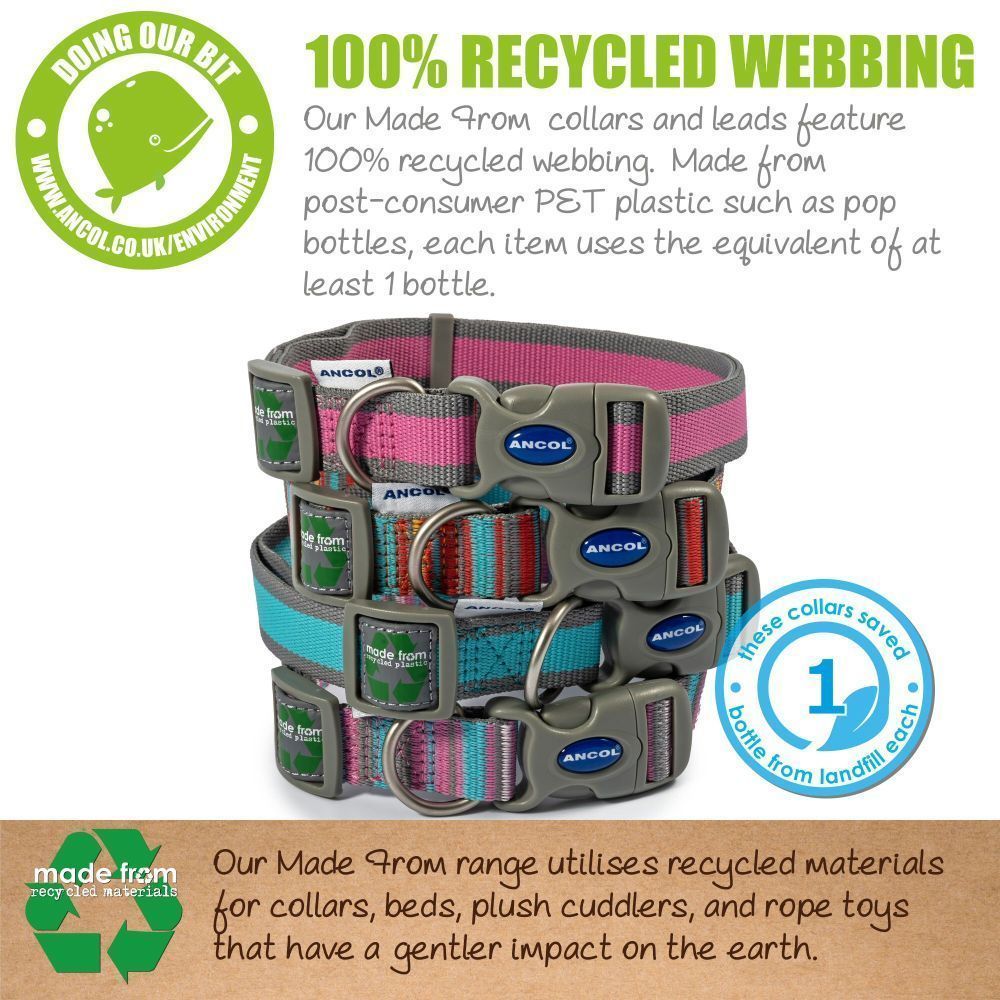 Ancol Made From Large Blue & Grey Recycled Dog Collar