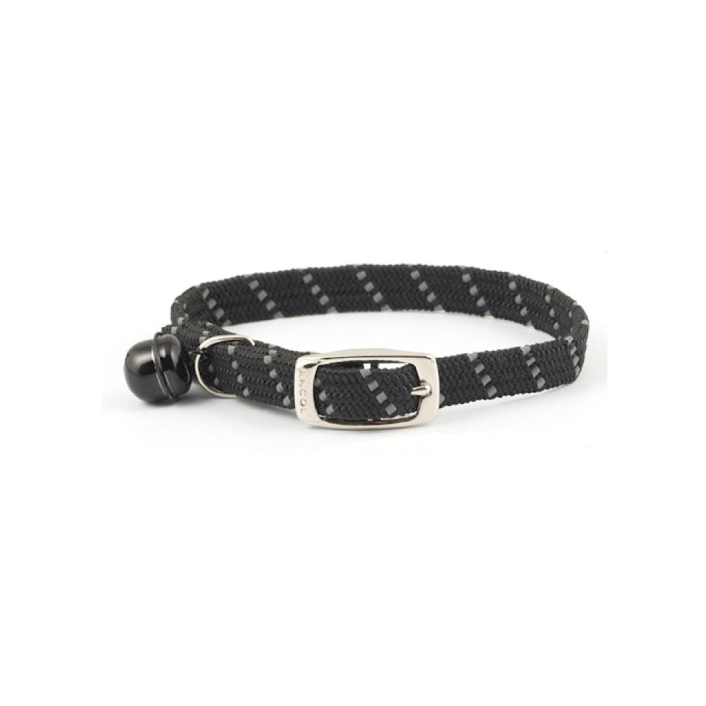 Ancol Black Reflective All Elastic Softweave Cat Collar