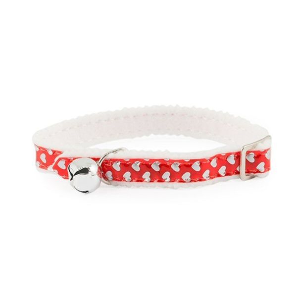 Ancol Reflective Hearts Breakaway Red Cat Collar