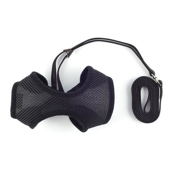 Ancol Black Soft Cat Harness & Lead - S