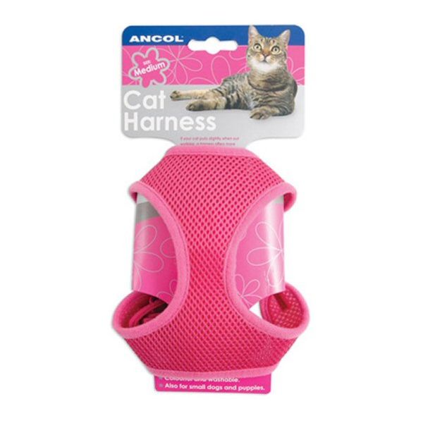 Ancol Black Soft Cat Harness & Lead - S