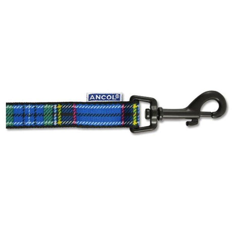 Ancol 1m x 19mm Tartan Blue Nylon Dog Lead