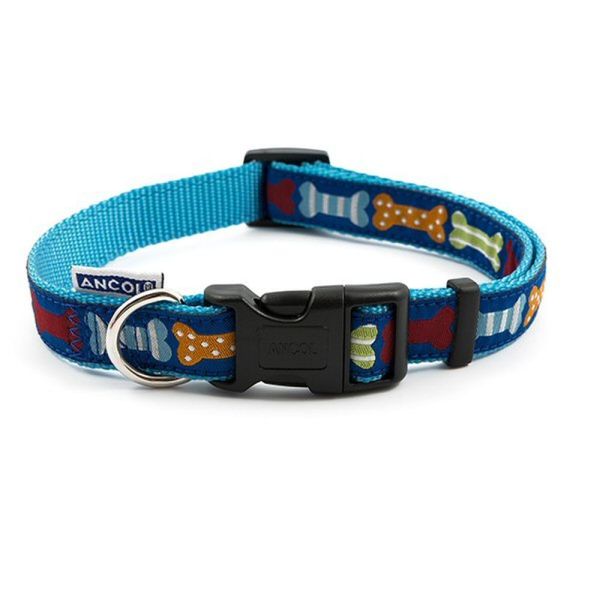 Ancol 30-50cm (Size 2-5) Blue Bone Dog Collar