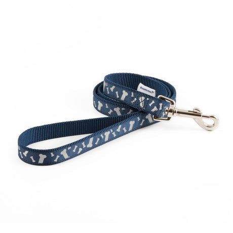 Ancol 1m x 19mm Paw & Bone Blue Reflective Nylon Dog Lead