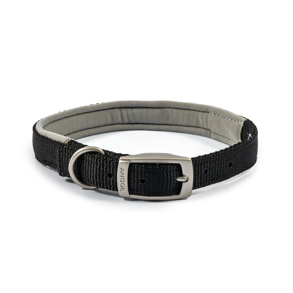 Ancol Viva 55-63cm (Size 8) Black Poly-Weave Padded Dog Collar