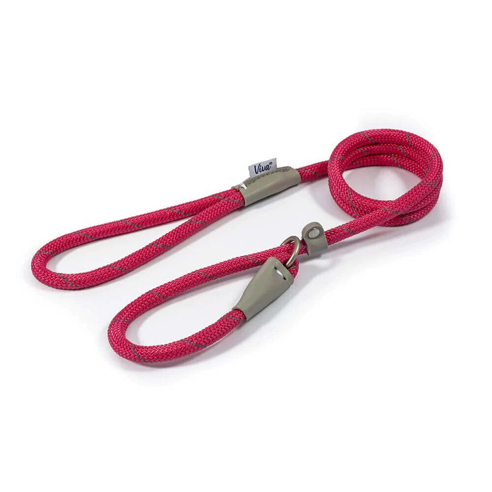 Ancol Viva 1.2m x 10mm Pink Reflective Rope Slip Dog Lead