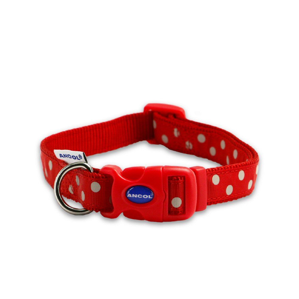Ancol Red Vintage Polka Dot Adjustable Dog Collar