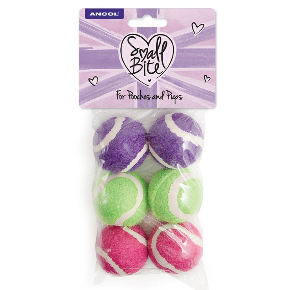 Ancol Small Bite 4.5cm Tennis Balls (Pack of 6)