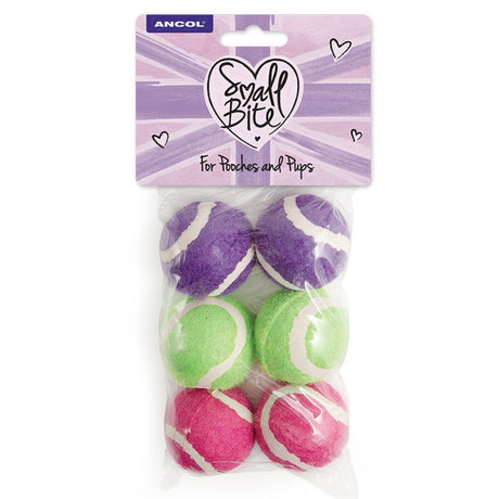 Ancol Small Bite 4.5cm Tennis Balls (Pack of 6)