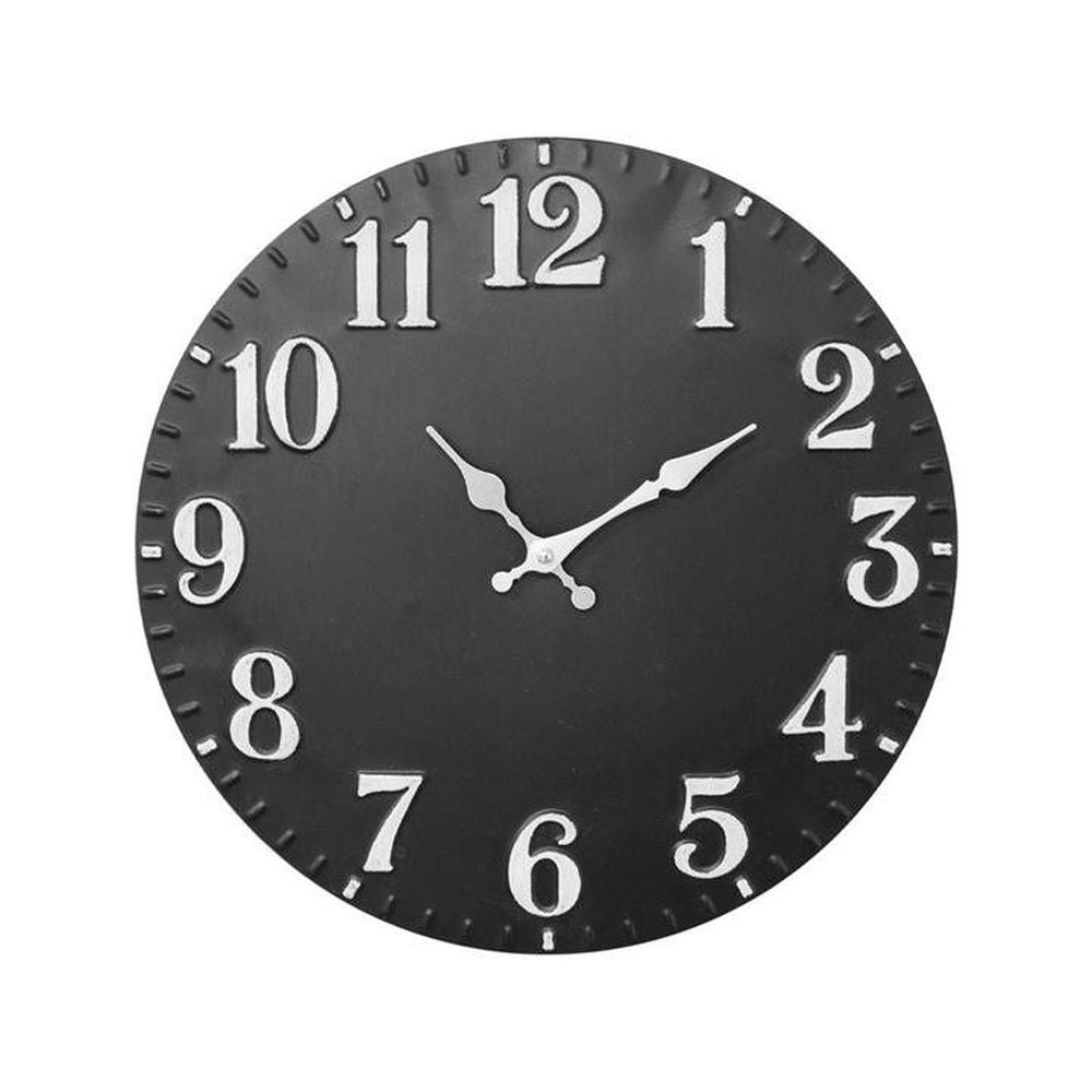 Hometime 40cm Round Metal Wall Clock - Black