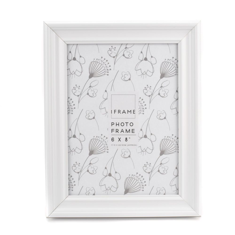 Impressions iFrame 6" x 8" White Thick Wood Photo Frame