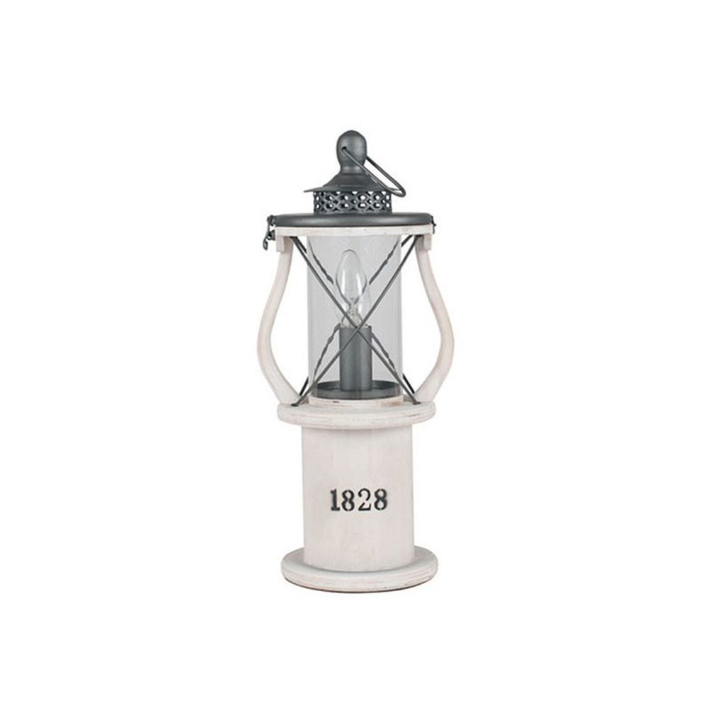 Pacific 41cm White Wood Lantern Table Lamp