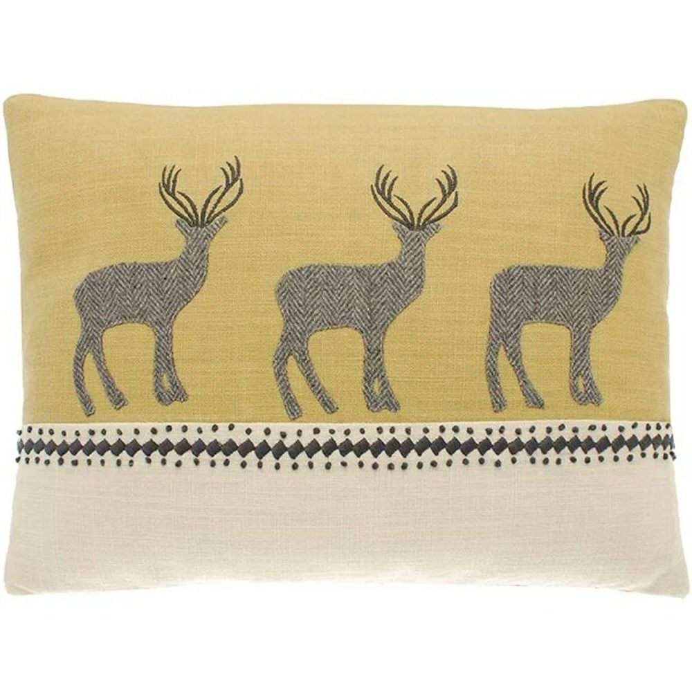 Walton & Co 40cm Yellow Stag Rectangular Cushion