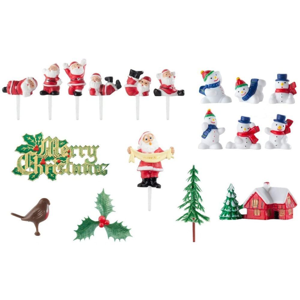 N.J Products Christmas Cake Decoration (Pack of 4)