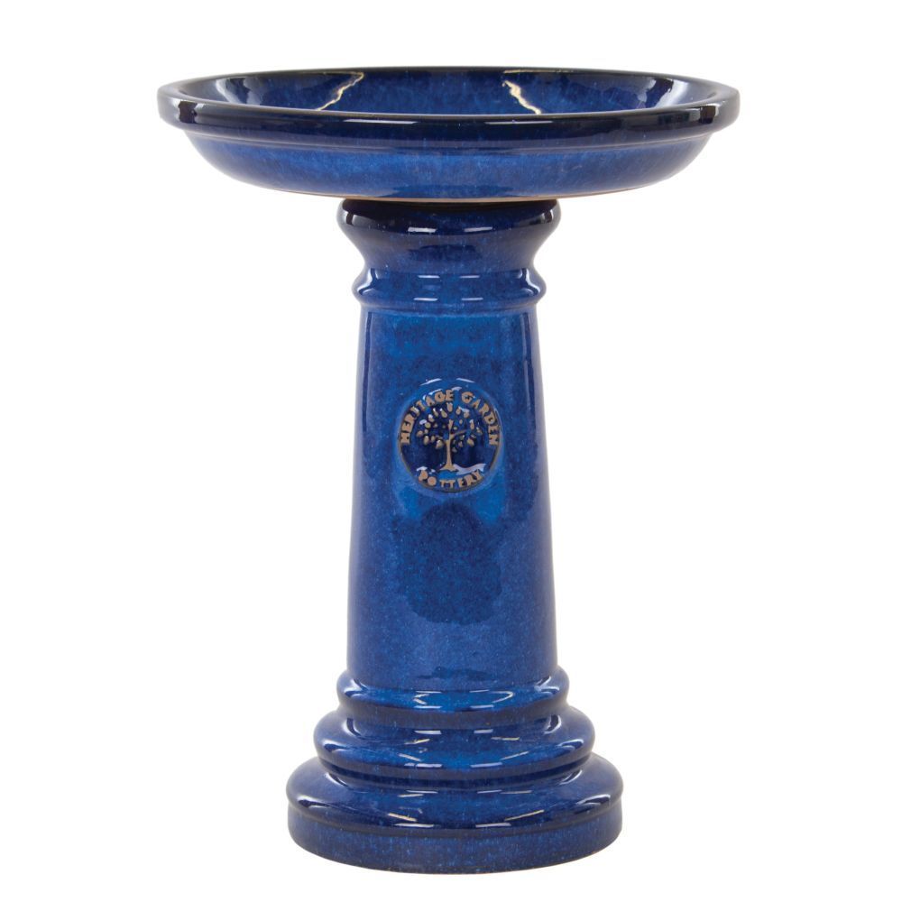 Woodlodge 37cm Blue Glazed Heritage Bird Bath