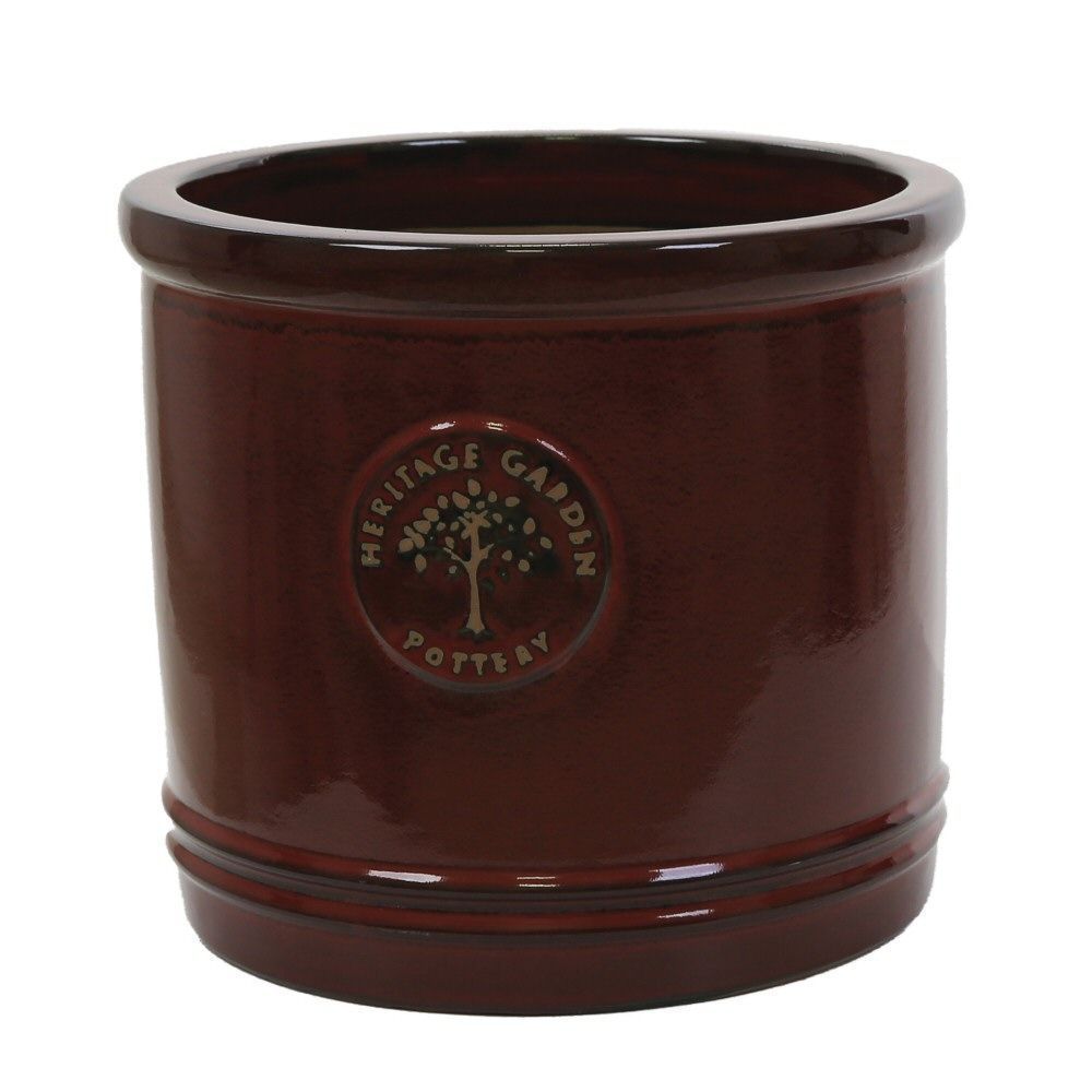 Woodlodge 25cm Glazed Red Heritage Cylinder Pot