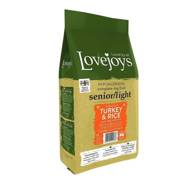 Lovejoys 12kg Hypoallergenic Senior/Light Turkey and Rice Dog Food