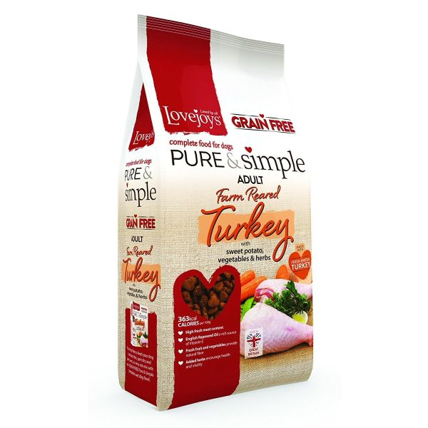 Lovejoys Hypoallergenic 12kg Pure & Simple Dry Grain Free Adult Turkey