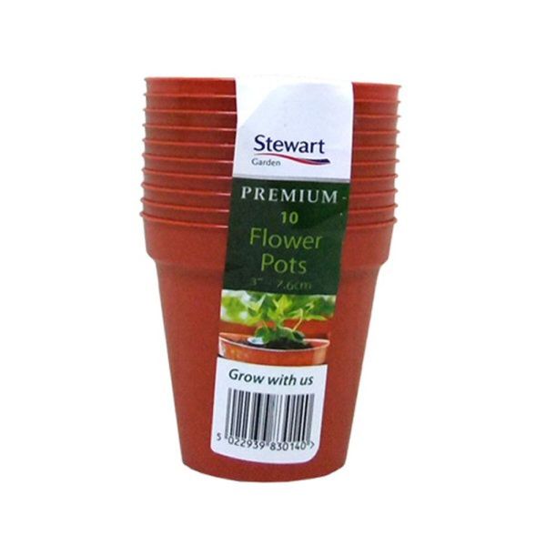 Stewarts 7cm Terracotta Premium Plastic Flower Pot (Pack of 10)